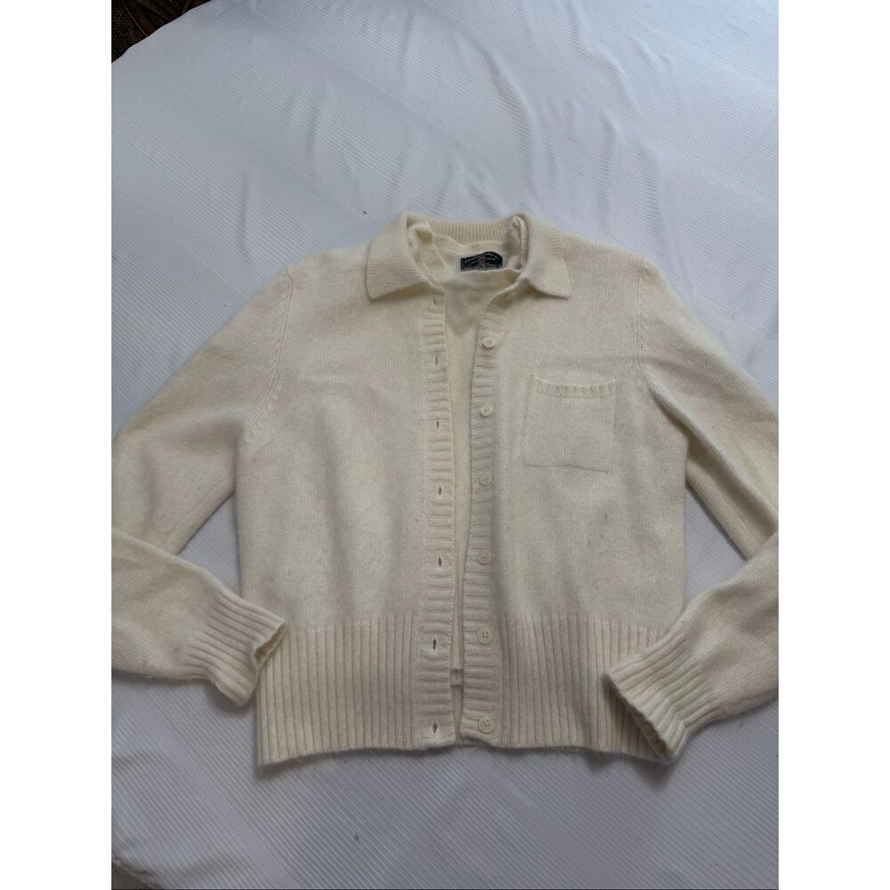 American Eagle Outfitters VTG Cream Angora Lambswool Sweater Cardigan Set Sz M/L